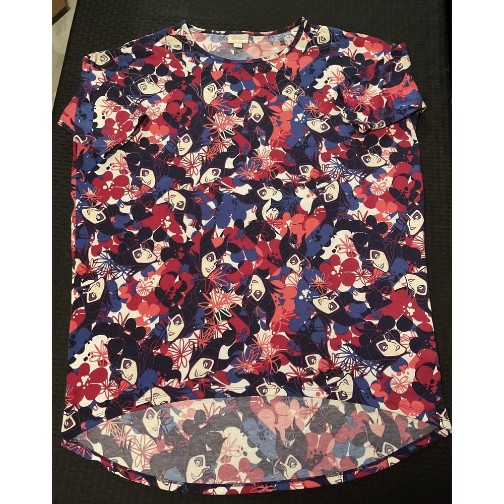 LuLaRoe Shirt Womens Small Multicolor Disney Maleficent Graphic Tunic High Low